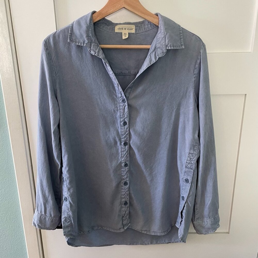 Anthropologie Cloth & Stone Slate Blue Button Down Shirt